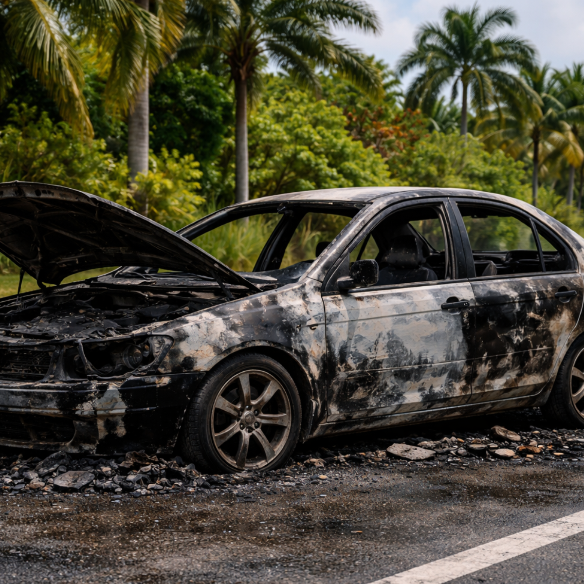 Fire damaged vehicle restoration in South Florida